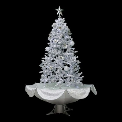 Northlight Lighted Musical Snowing Artificial White Tinsel Christmas Tree - 6' - White LED Lights - Image 2