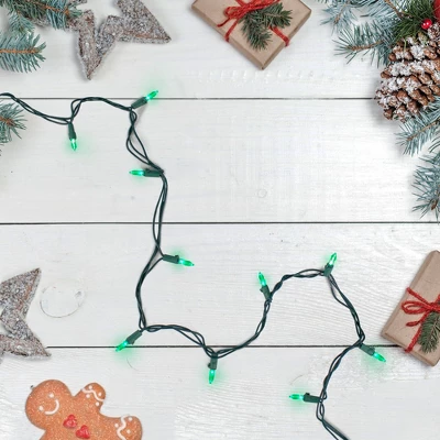 Northlight 50ct Green LED Mini Christmas Lights, 16.25ft Green Wire - Image 2