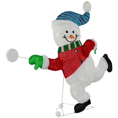 Northlight Lighted Snowman With Snowball Outdoor Christmas Decoration - 36.25" - Clear Lights - Image 3