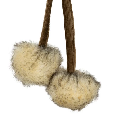 Northlight Faux Fur Christmas Stocking With Pom Poms - 20.5" - Beige And Brown - Image 4