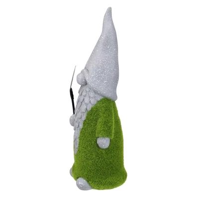 Northlight 14" Faux Moss Covered Gnome With Shovel Outdoor Garden Statue
