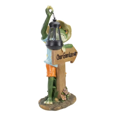 Northlight 18-Inch Country Frog With Lantern Outdoor Garden Statue - Image 4