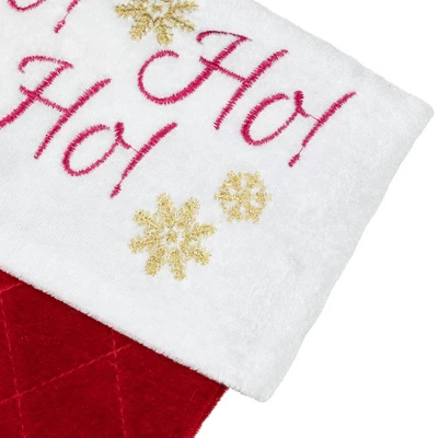 Northlight 19" Quilted Red Velvet HO! HO! HO! Embroidered Christmas Stocking - Image 2