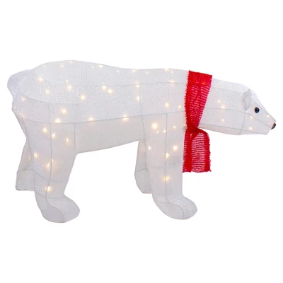 Northlight LED Lighted Tinsel Polar Bear Outdoor Christmas Decoration - 32" - Warm White Lights - Image 3