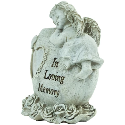 Northlight 6.5" Religious "In Loving Memory" Sleeping Angel Bereavement Outdoor Patio Garden Statue - Gray - Image 3
