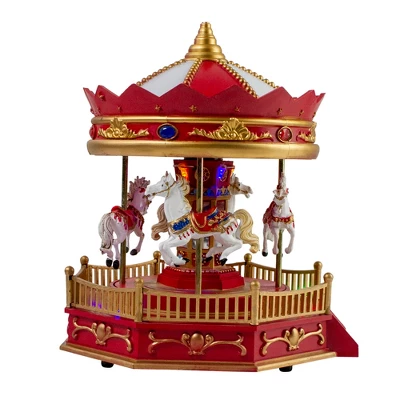 Northlight 9.25" LED Lighted Animated And Musical Carousel Christmas Village Display Piece - Image 4