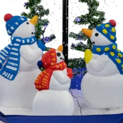Northlight 30" Lighted Musical Snowing Snowman Family In Umbrella Base Christmas Decoration