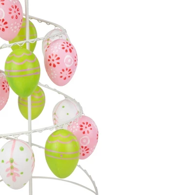 Northlight 14.25" Floral Cut-Out Spring Easter Egg Tree Decoration - Pink/Green - Image 4