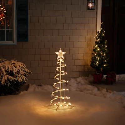 Northlight Lighted Outdoor Spiral Christmas Cone Tree With Star - 3' - Clear Lights - Image 2