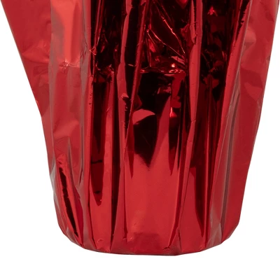 Northlight 22" White Artificial Christmas Poinsettia Flowers With Red Wrapped Base - Image 4