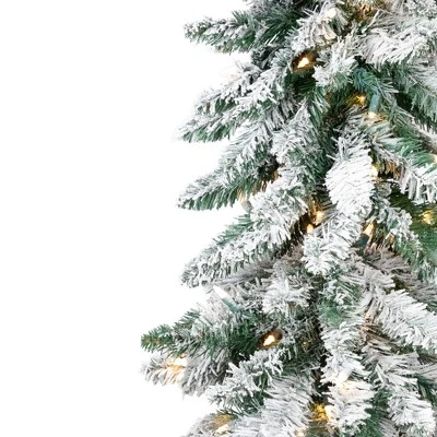 Northlight Pre-Lit Pencil Flocked Alpine Artificial Christmas Tree - 5' - Clear Lights - Image 4