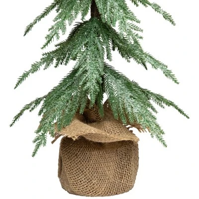 Northlight Mini Icy Pine Christmas Tree In Burlap Base - 24" - Unlit - Image 3