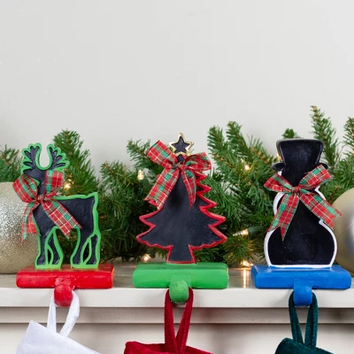 Northlight Reindeer, Tree, And Snowman Chalkboard Christmas Stocking Holders - 7" - Set Of 3 - Image 3