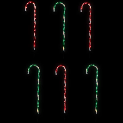 Northlight Lighted Outdoor Christmas Candy Cane Pathway Markers - 28" - Red And Green - Set Of 6