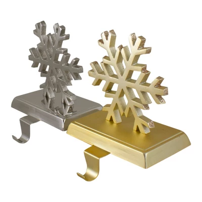 Northlight Set Of 2 Gold And Silver Shiny Snowflake Christmas Stocking Holders - Image 3
