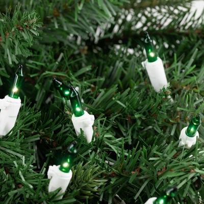 Northlight Mini Incandescent Christmas Lights - Green - 10' White Wire - 50ct - Image 2