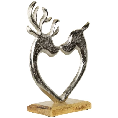 Northlight Heart Shaped Kissing Reindeer Metal Christmas Decoration - 10" - Image 5