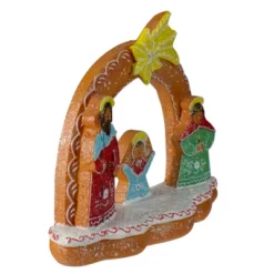 Northlight Glitter Dusted Gingerbread Holy Family Christmas Nativity Decoration - 8"