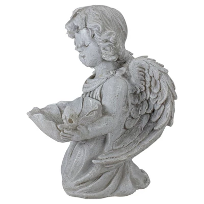 Northlight 9" Kneeling Angel With Flower Bird Feeder Outdoor Garden Statue - Image 4