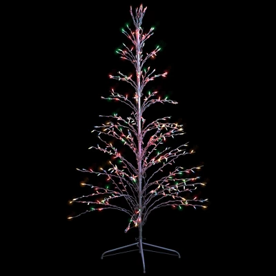 Northlight 6' Prelit Artificial Christmas Tree White Lighted Cascade Twig Outdoor Decoration - Multi-Color Lights
