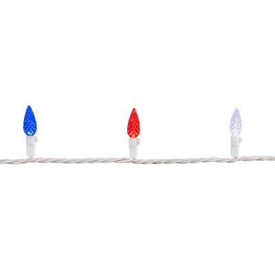 Northlight Patriotic LED C6 Faceted Christmas Lights - Red, White And Blue - 16.5' White Wire - 50ct - Image 3