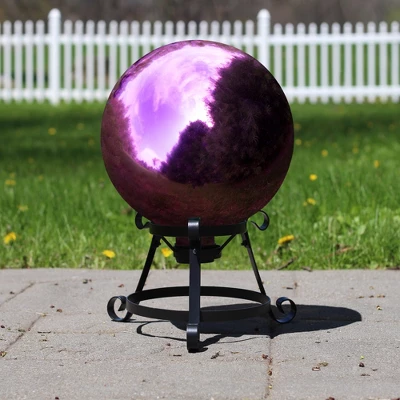 Northlight 10" Mirrored Burgundy Outdoor Patio Garden Gazing Ball - Image 2