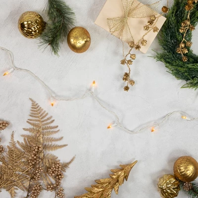 Northlight 50ct Opaque Gold Mini Christmas Light Set, 24.5ft White Wire