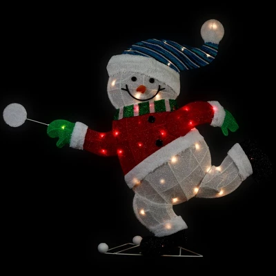 Northlight Lighted Snowman With Snowball Outdoor Christmas Decoration - 36.25" - Clear Lights - Image 2