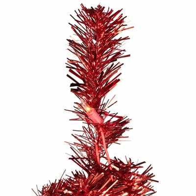 Northlight Pre-Lit Artificial Tinsel Christmas Tree - 3' - Red - Clear Lights - Image 5