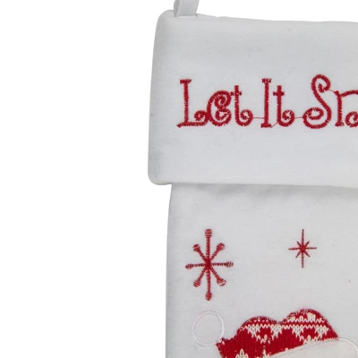 Northlight 19" Red And White "Let It Snow" Santa Claus Embroidered Christmas Stocking - Image 2