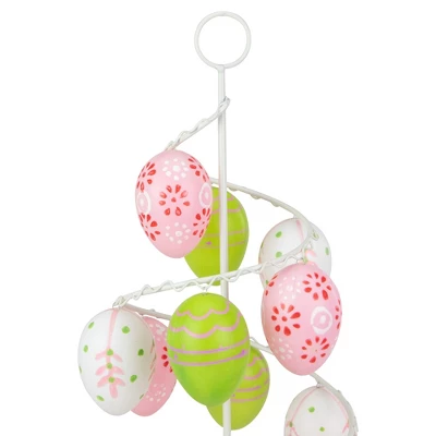 Northlight 14.25" Floral Cut-Out Spring Easter Egg Tree Decoration - Pink/Green - Image 3