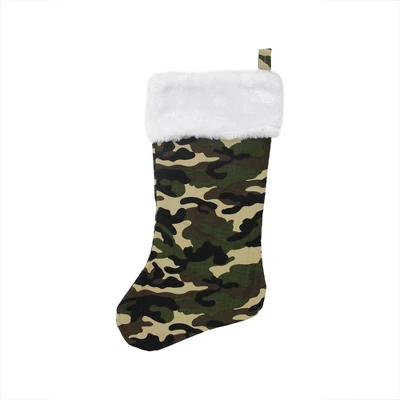 Northlight Camouflage Christmas Stocking With Cuff - 19" - Green And White - Image 2
