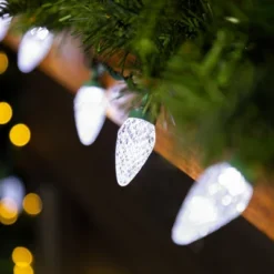 Northlight 100ct Pure White Faceted LED C9 Christmas Lights - 67ft Green Wire