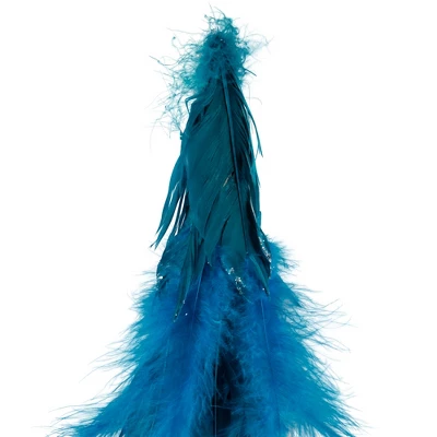 Northlight Two-Tone Layered Glitter Feather Cone Tree Christmas Decoration - 19.5" - Turquoise - Image 4