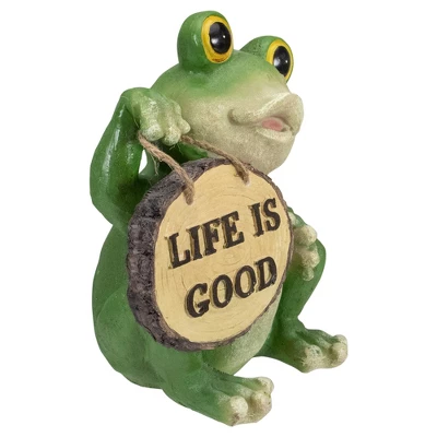 Northlight 9" Green 'Life Is Good' Frog Outdoor Garden Statue - Image 2