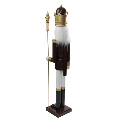 Northlight 48" Burgundy And White Wooden Christmas Nutcracker King With Scepter - Image 5