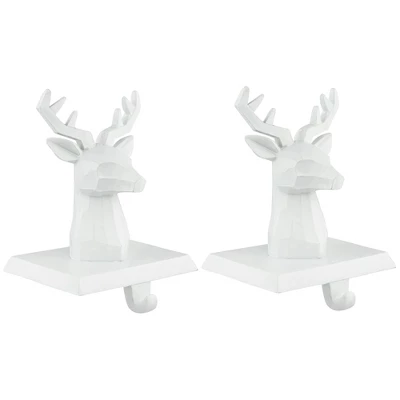 Northlight Set Of 2 White Reindeer Head Christmas Stocking Holders 5.75" - Image 2