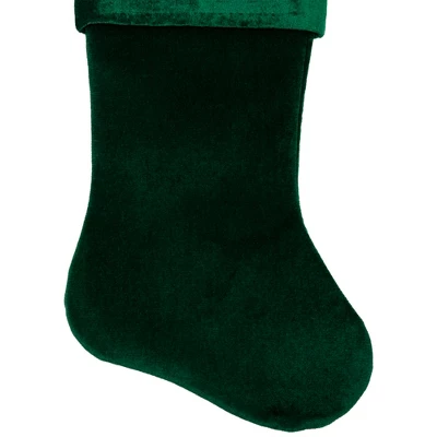 Northlight Traditional Velvet Hanging Christmas Stocking - 19" - Green - Image 3