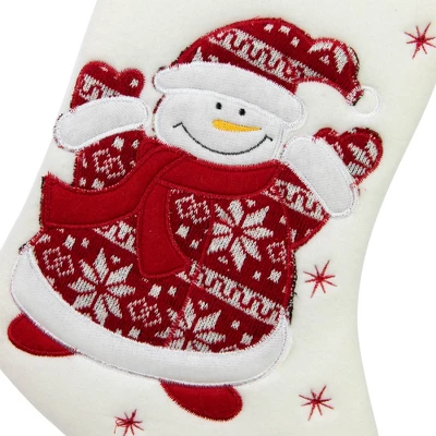 Northlight 17" White And Red "Welcome" Snowman Embroidered Christmas Stocking - Image 3