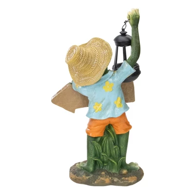 Northlight 18-Inch Country Frog With Lantern Outdoor Garden Statue - Image 3