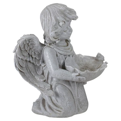 Northlight 9" Kneeling Angel With Flower Bird Feeder Outdoor Garden Statue - Image 2