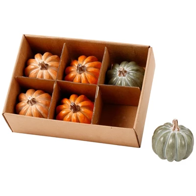 Northlight Set Of 6 Boxed Orange And Green Pumpkin Thanksgiving Decorations - Image 7