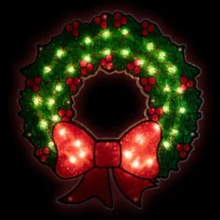 Northlight Lighted Holographic Christmas Wreath Window Silhouette Decoration - 15"