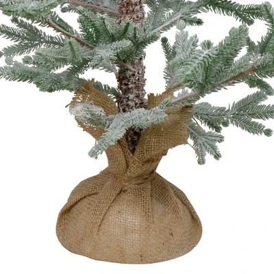 Northlight 3 FT Snow Covered Slim Pine Artificial Christmas Tree With Jute Base - Unlit - Image 3