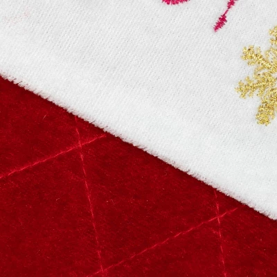 Northlight 19" Quilted Red Velvet HO! HO! HO! Embroidered Christmas Stocking - Image 5