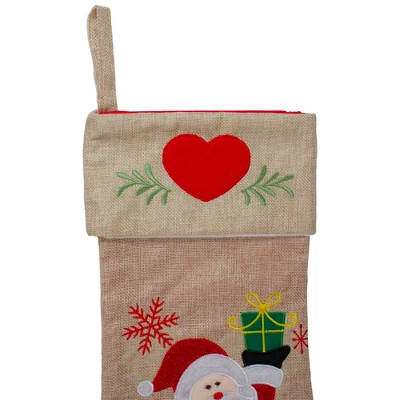 Northlight 19" Red And Green Santa Claus In Sleigh Embroidered Christmas Stocking - Image 3