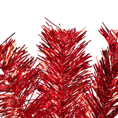 Northlight Artificial Tinsel Christmas Tree - 4' - Red - Unlit - Image 2