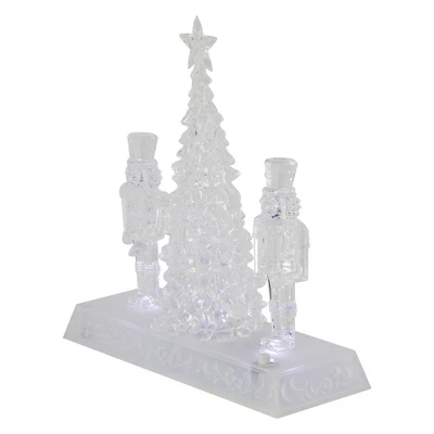 Northlight LED Lighted Icy Crystal Nutcracker And Christmas Tree Decoration - 9" - White Lights - Image 4