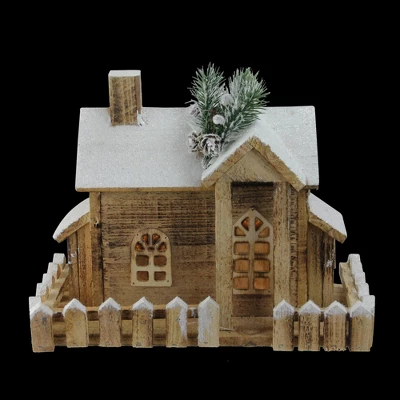 Northlight 12" LED Lighted Snowy Rustic Cabin Christmas Decoration - Image 2