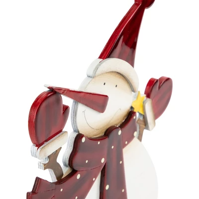 Northlight Glossy Snowman In Red Scarf And Mittens Christmas Decoration - 12" - Image 3